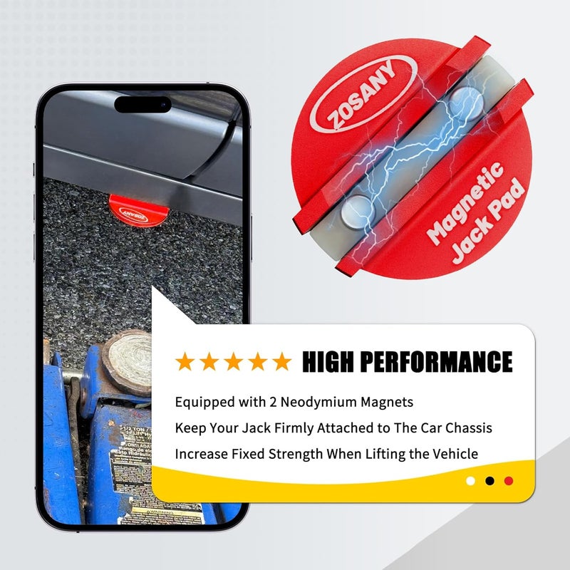 ZOSANY Universal Magnetic Jack Pad, Pinch Weld Adapter with Large Slotted, Aluminum Grooved Magnetic Pad, Jack Stand Frame Rail Adapter (2PCS Red) - Image 4